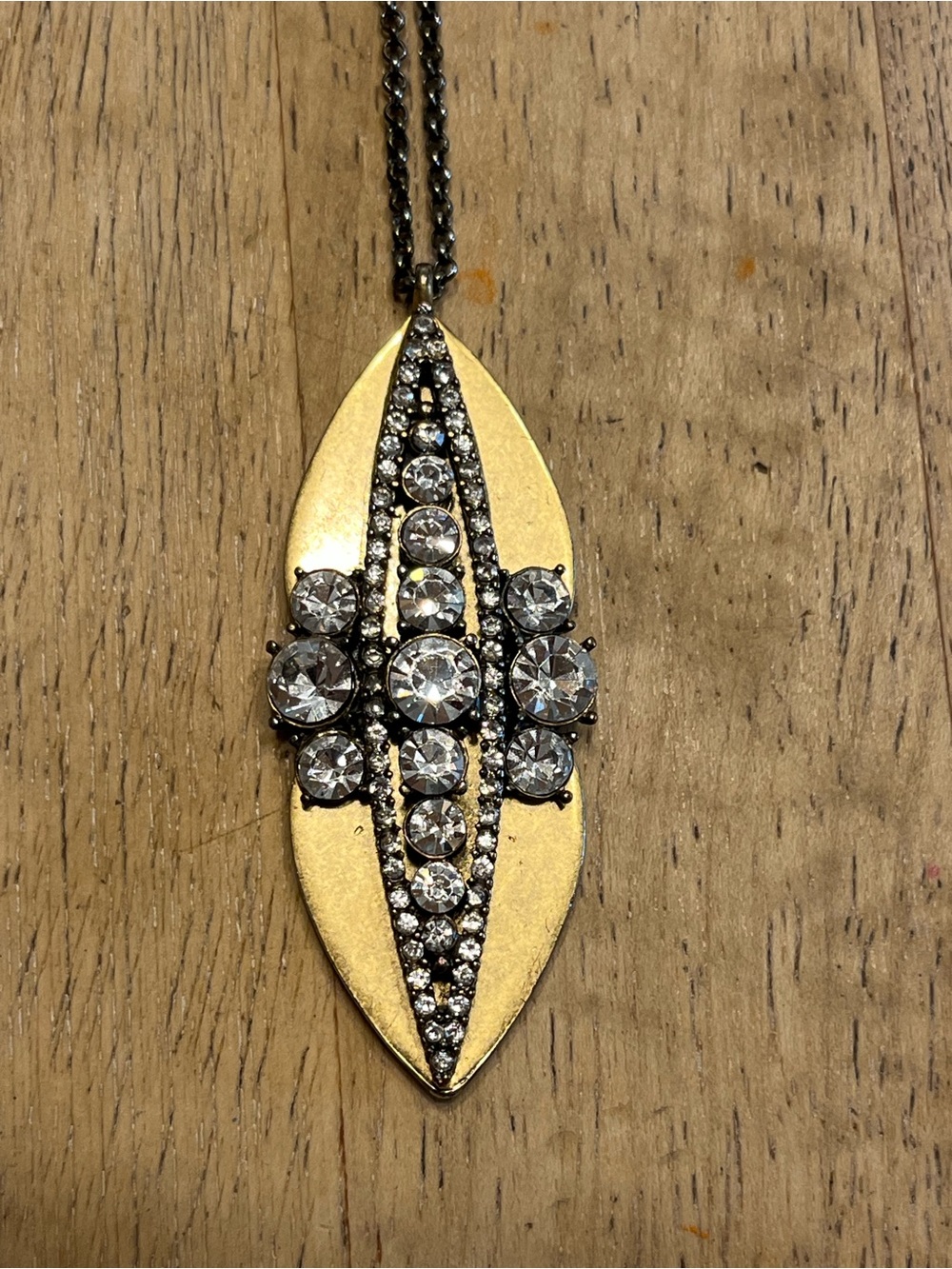 J. Crew Gold and Clear Crystal Pendant Necklace - Women Jewelry
